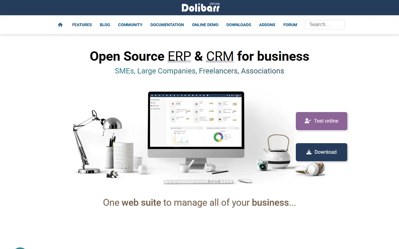 Dolibarr homepage screenshot
