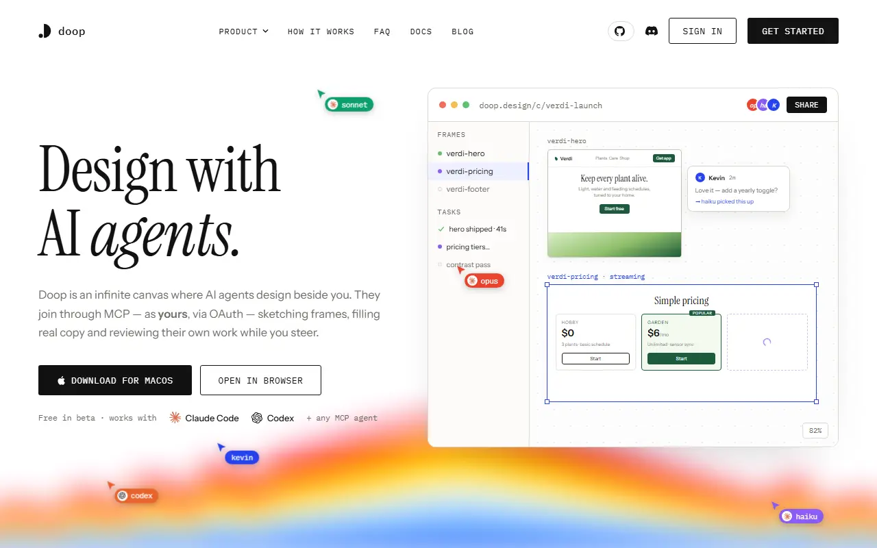 Doop homepage screenshot