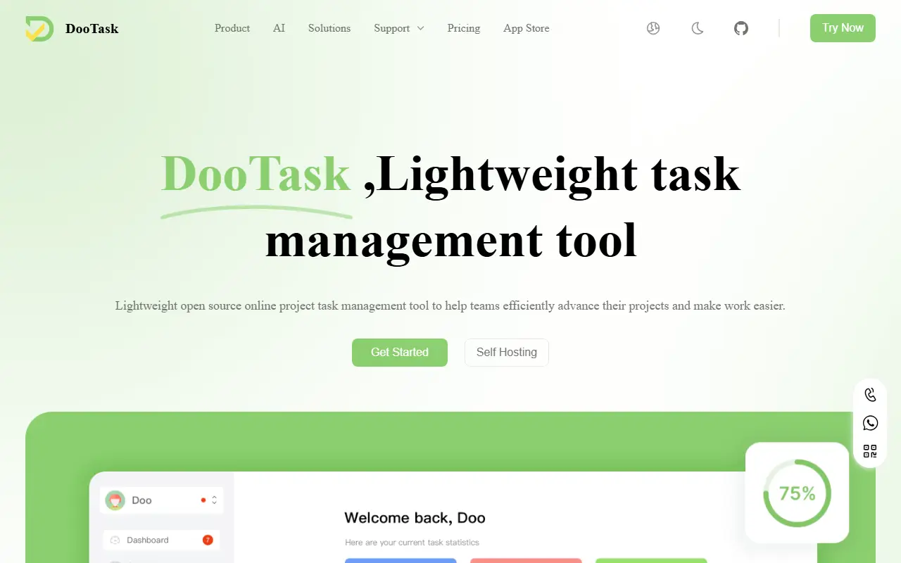 DooTask homepage screenshot