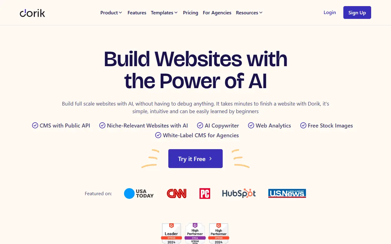 Dorik homepage screenshot