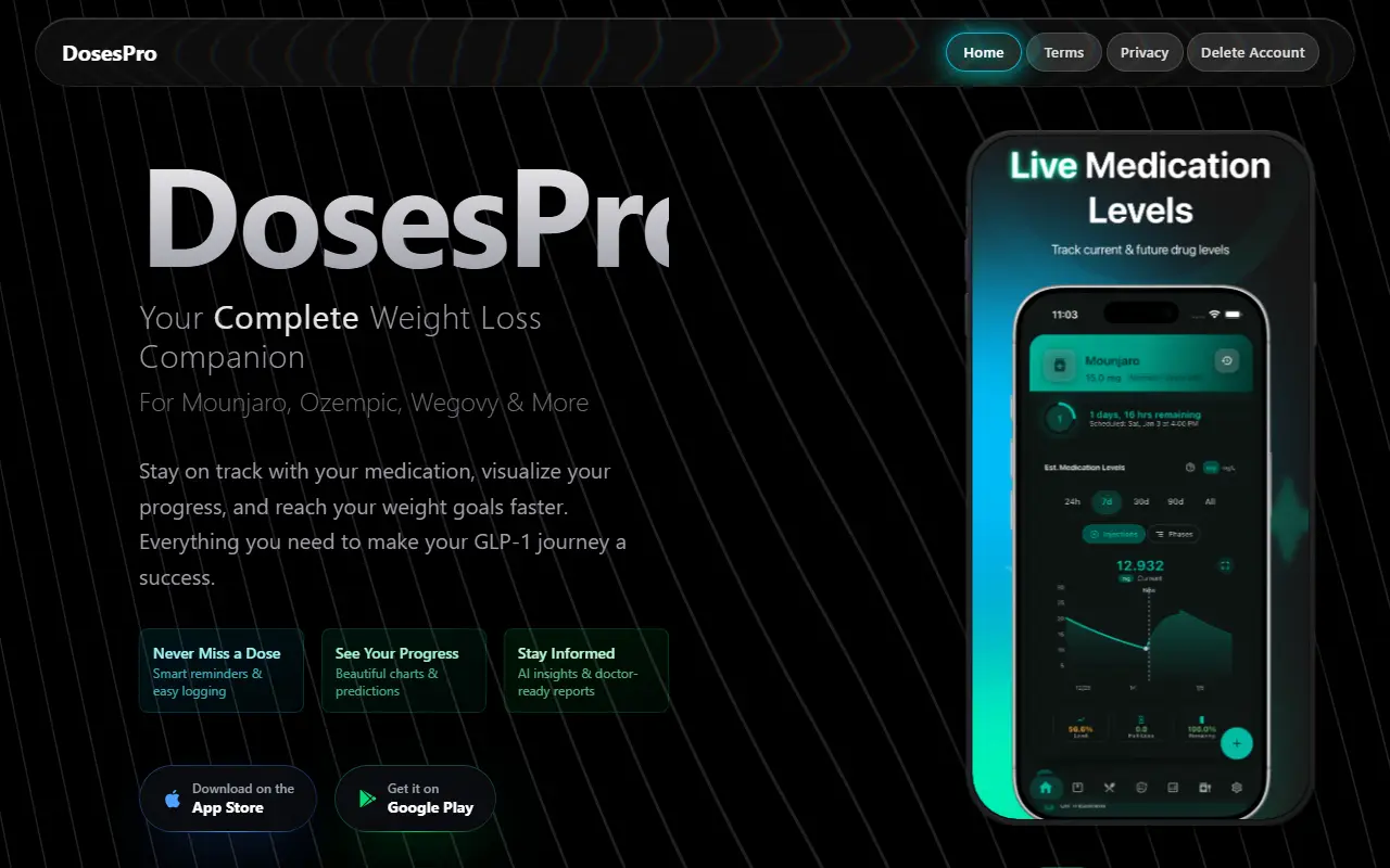 DosesPro homepage screenshot