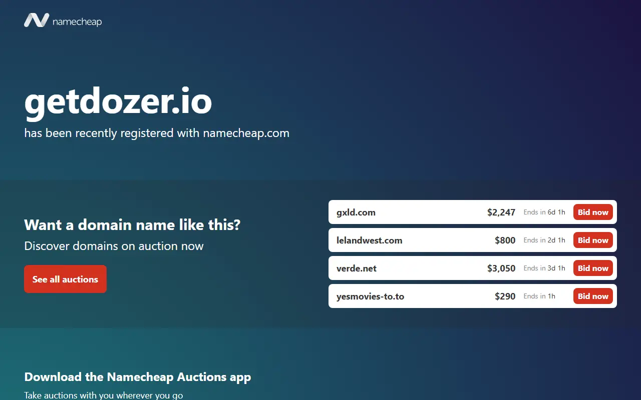 Dozer homepage screenshot