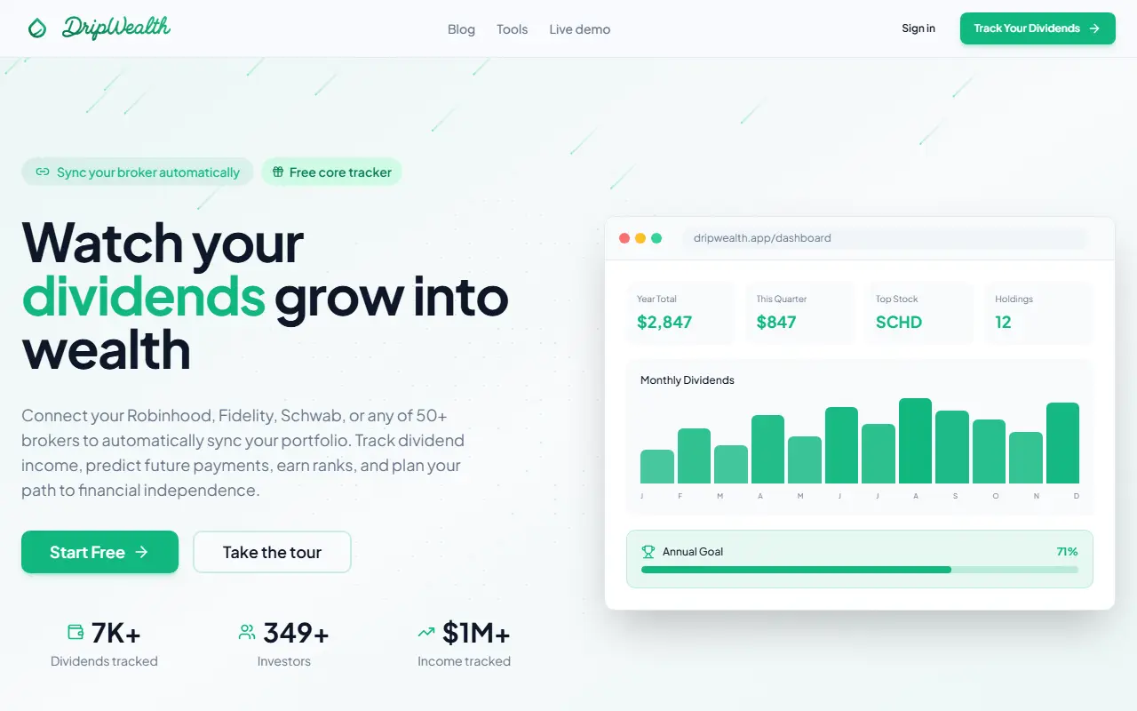 Dripwealth homepage screenshot