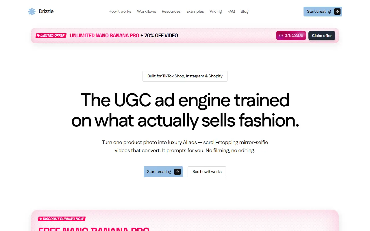 Drizzle homepage screenshot