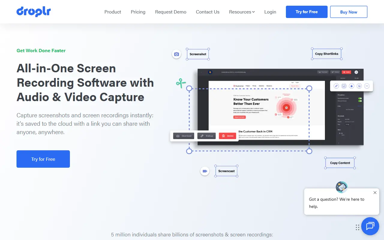 Droplr homepage screenshot