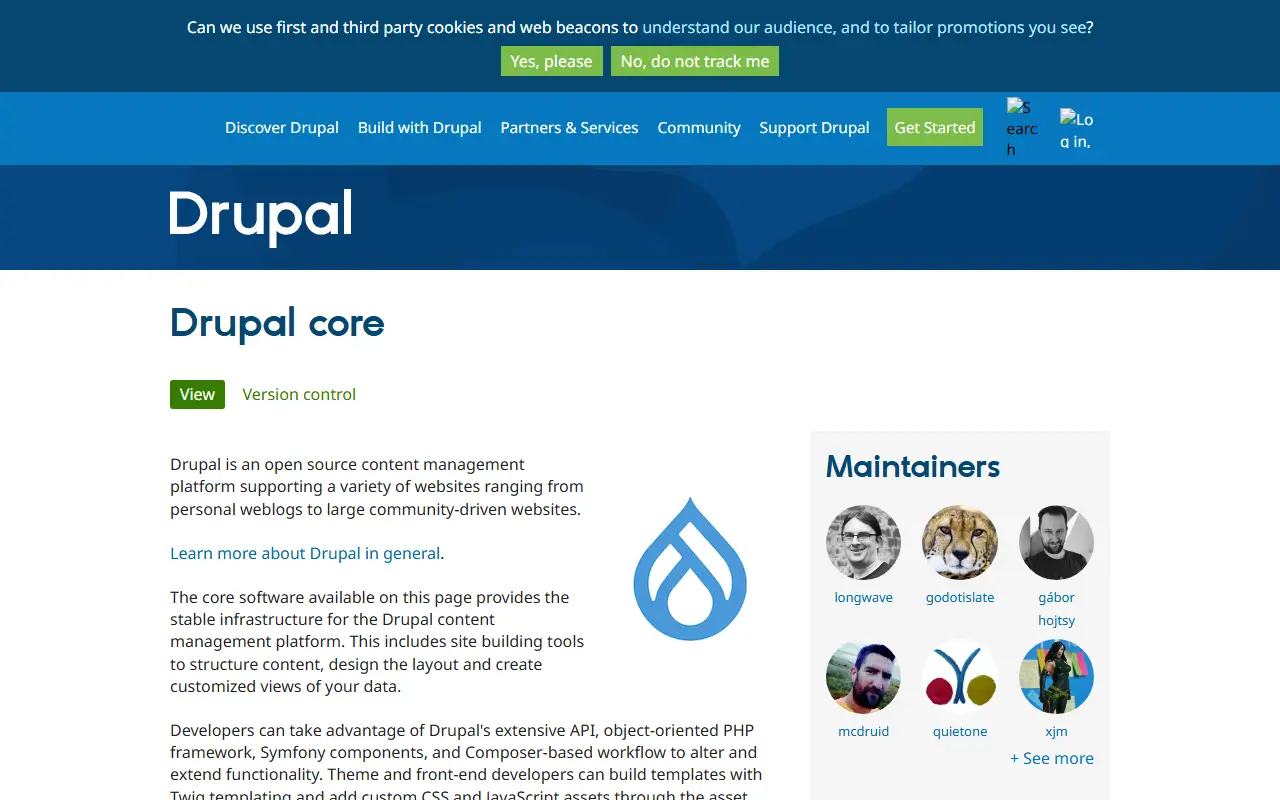 Drupal homepage screenshot