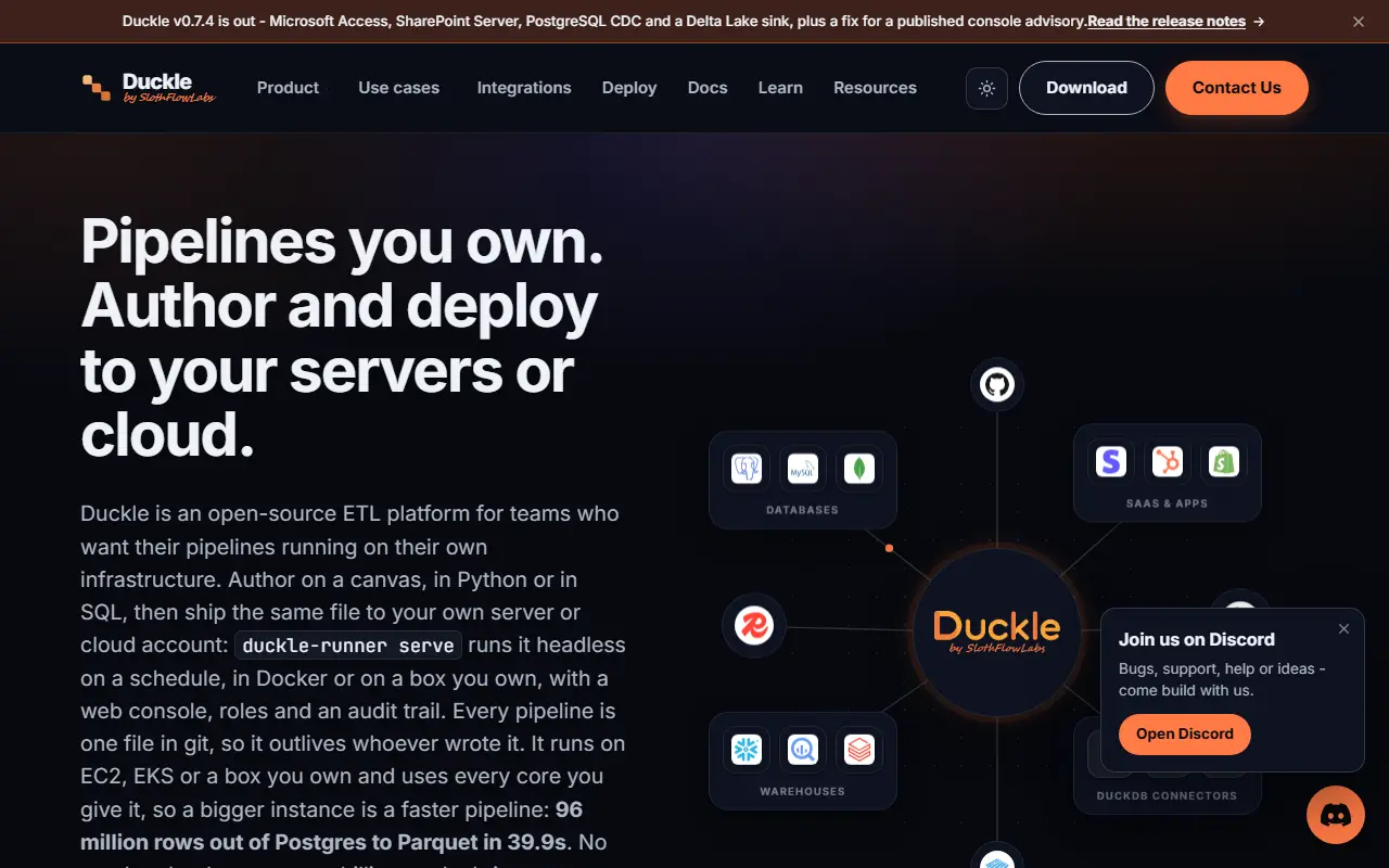 Duckle homepage screenshot