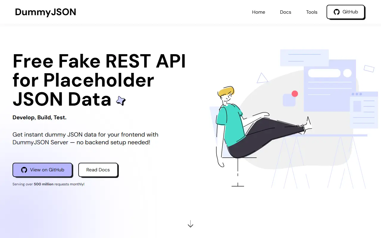 DummyJSON homepage screenshot