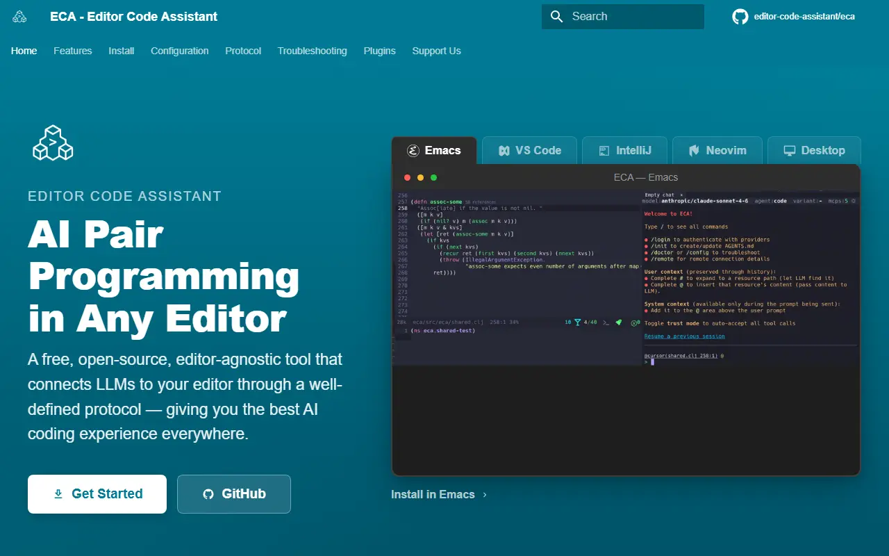 ECA homepage screenshot