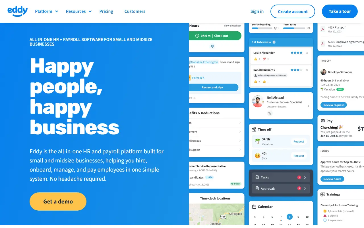 Eddy homepage screenshot
