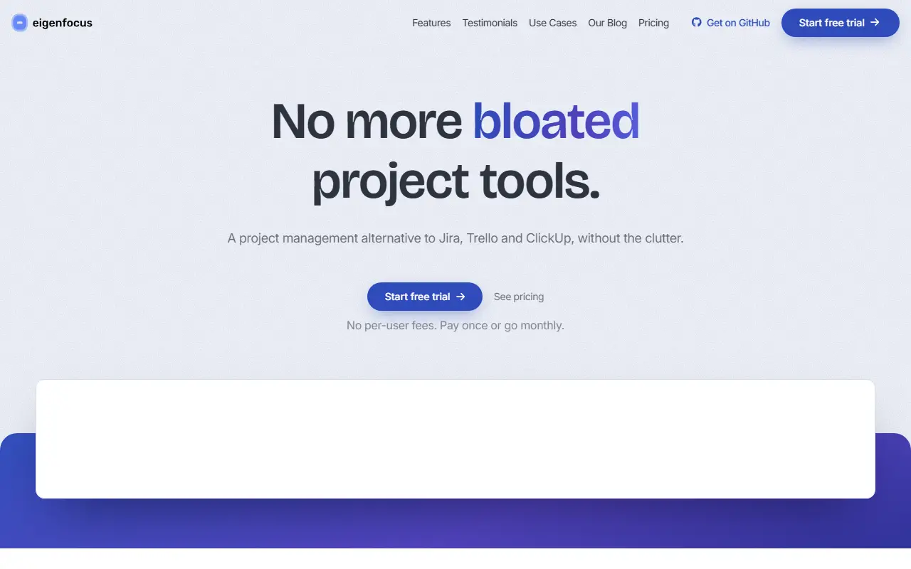 Eigenfocus homepage screenshot