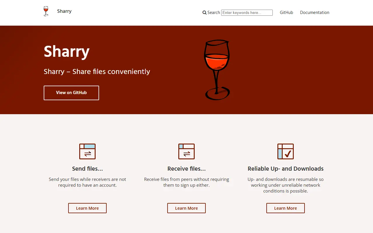 Sharry homepage screenshot