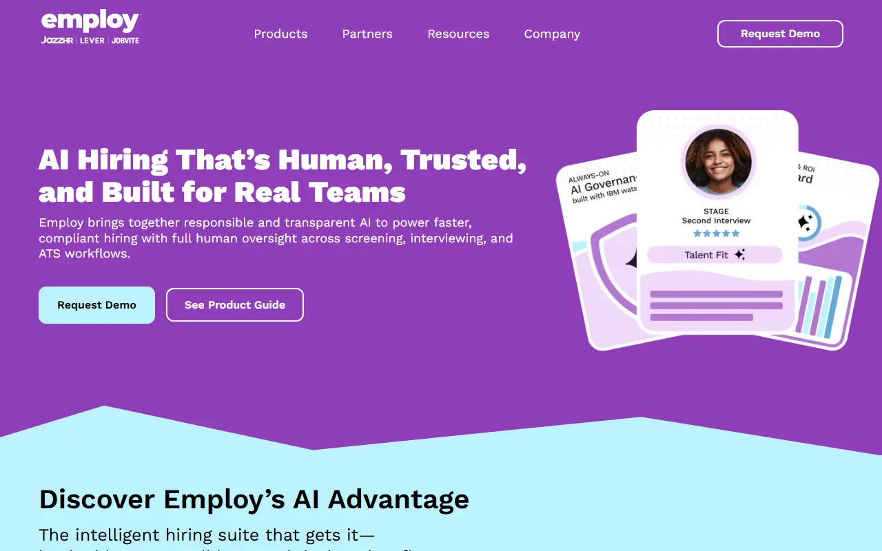 Employ homepage screenshot
