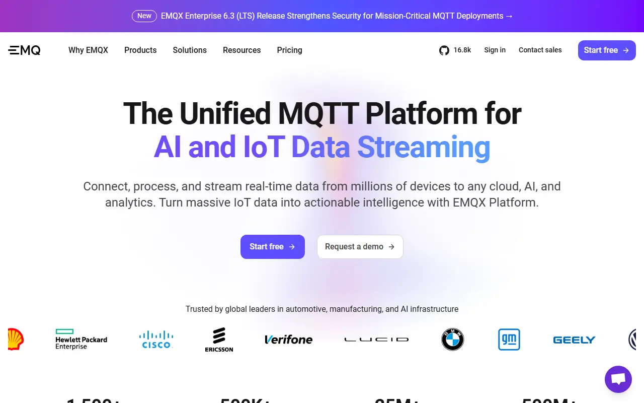 EMQX homepage screenshot