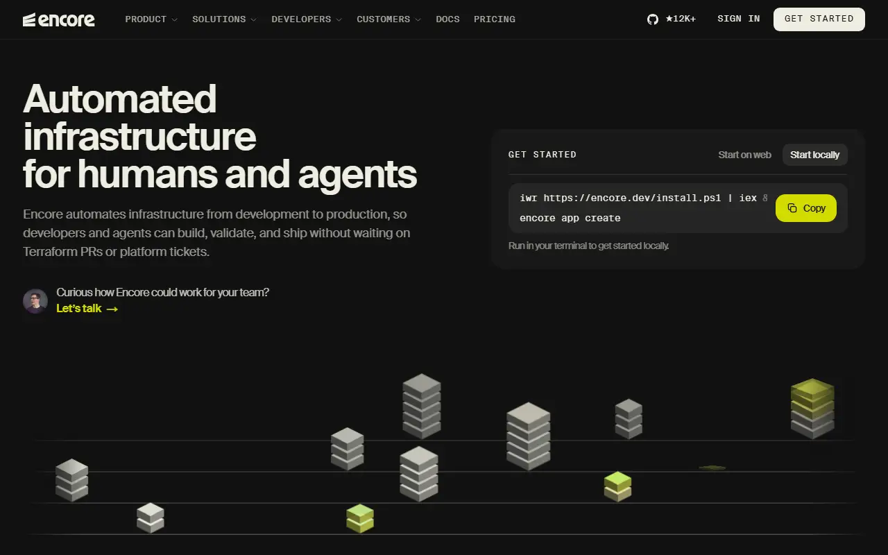Encore homepage screenshot
