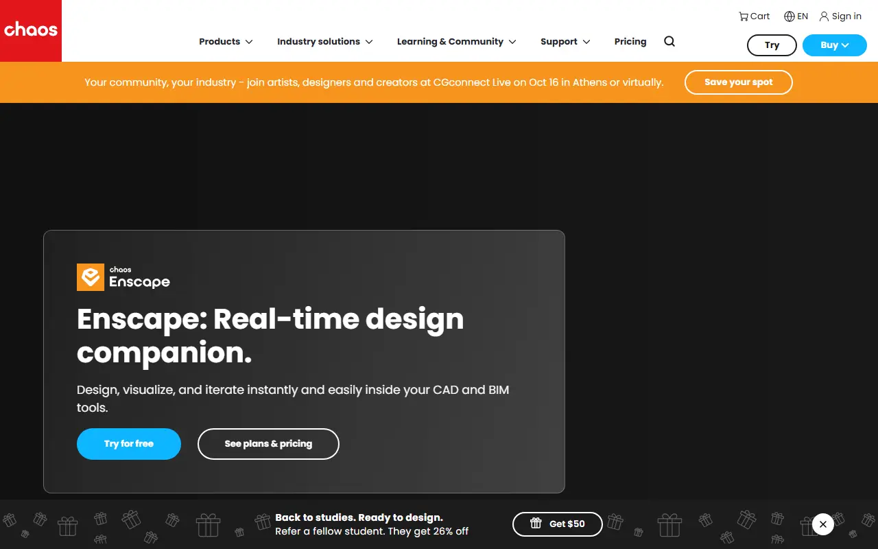 Enscape homepage screenshot