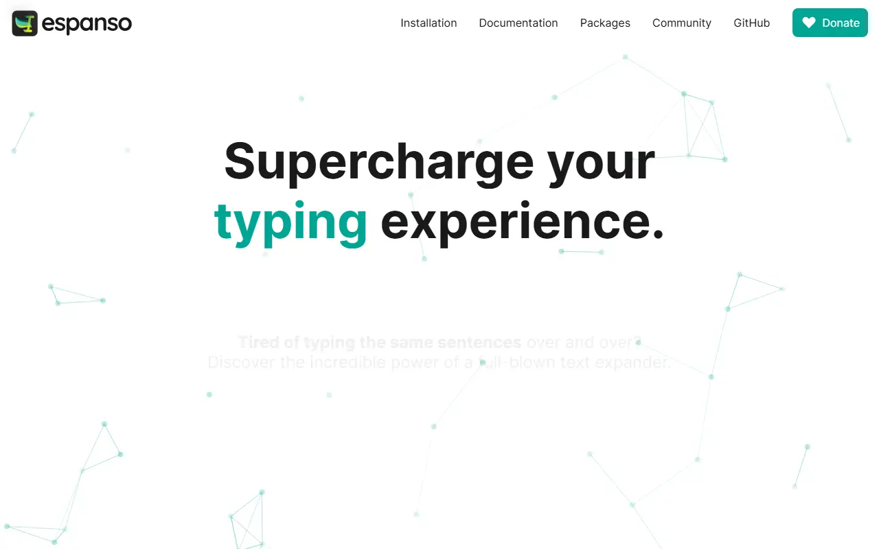Espanso homepage screenshot