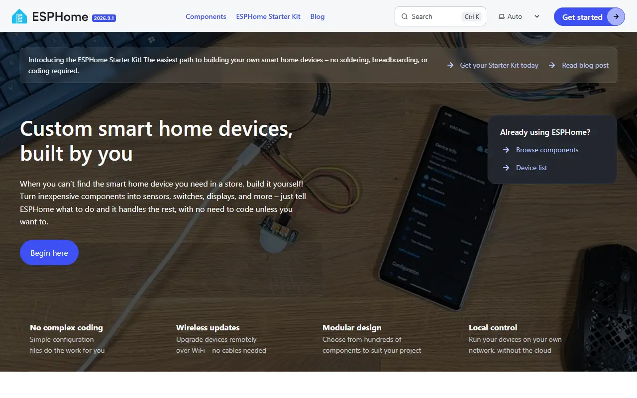 ESPHome homepage screenshot