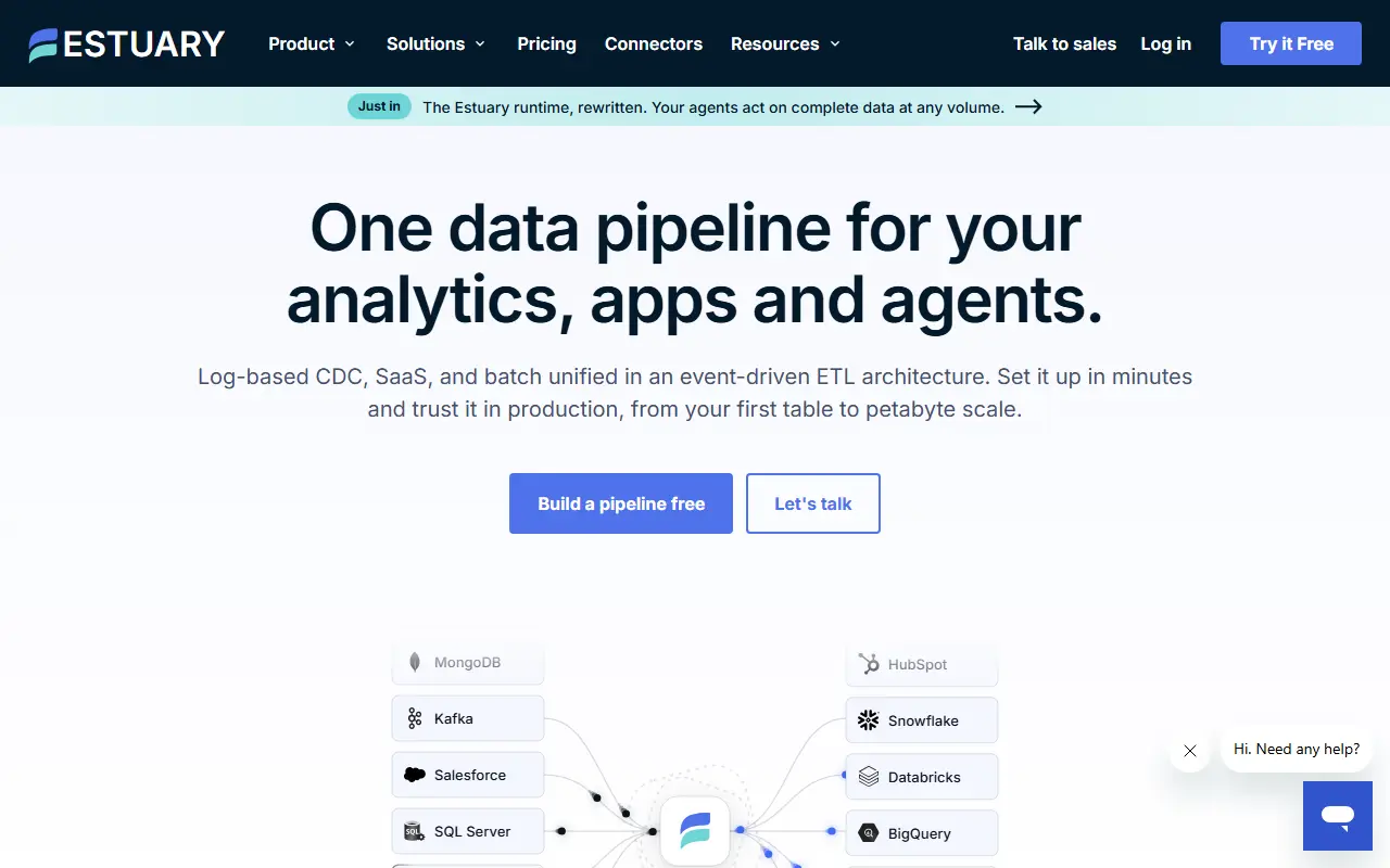 Estuary homepage screenshot