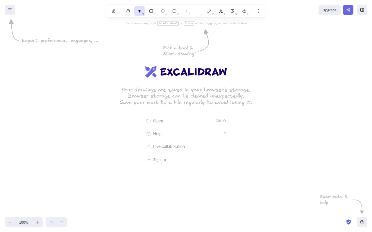 Excalidraw homepage screenshot