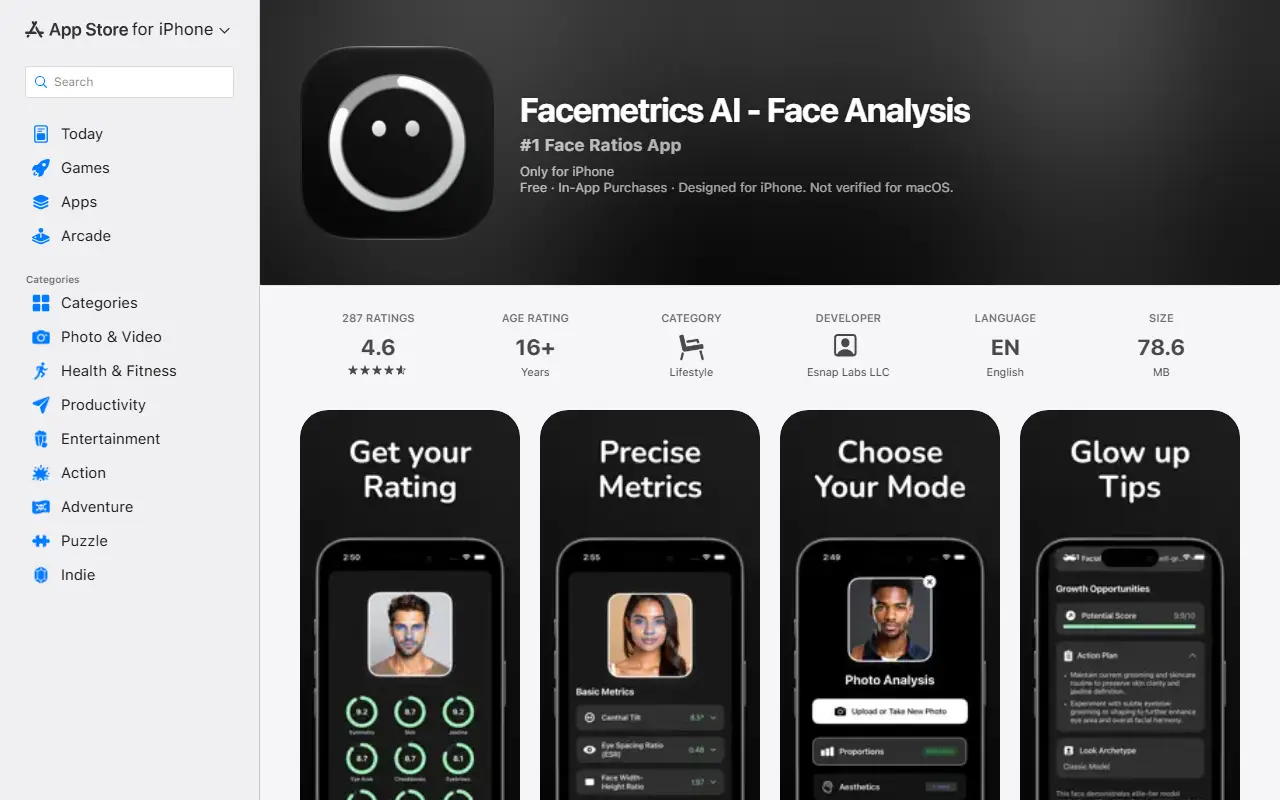 Facemetrics AI homepage screenshot