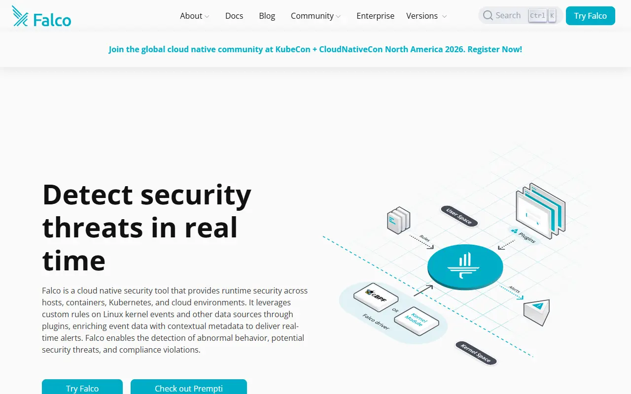 Falco homepage screenshot