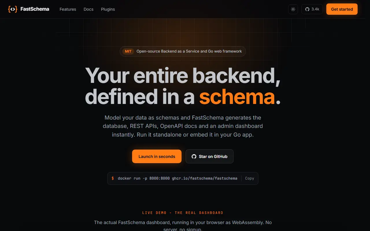 FastSchema homepage screenshot