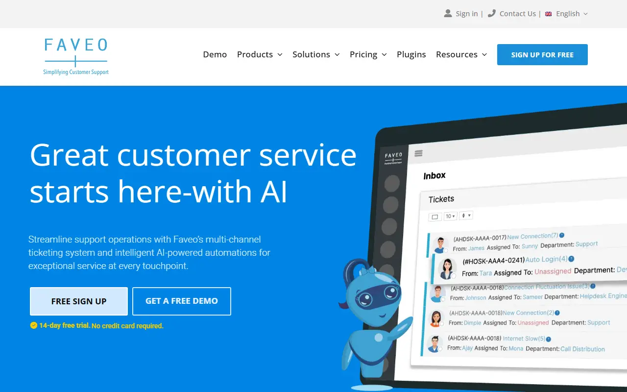 Faveo Helpdesk homepage screenshot