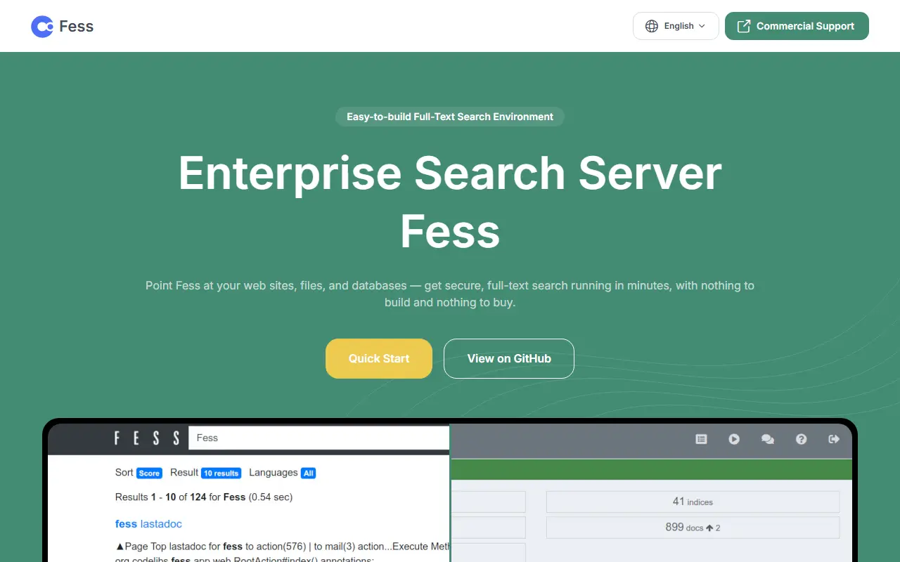Fess homepage screenshot