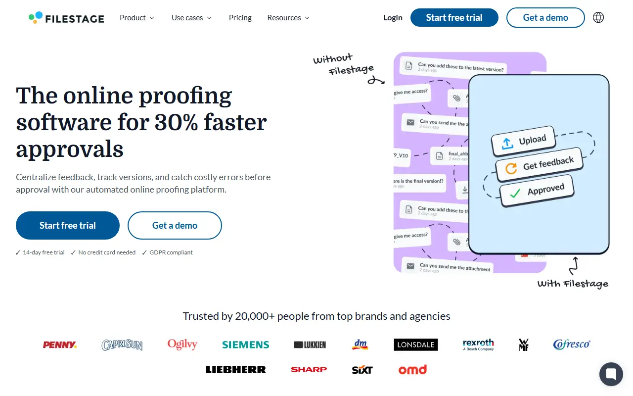 Filestage homepage screenshot