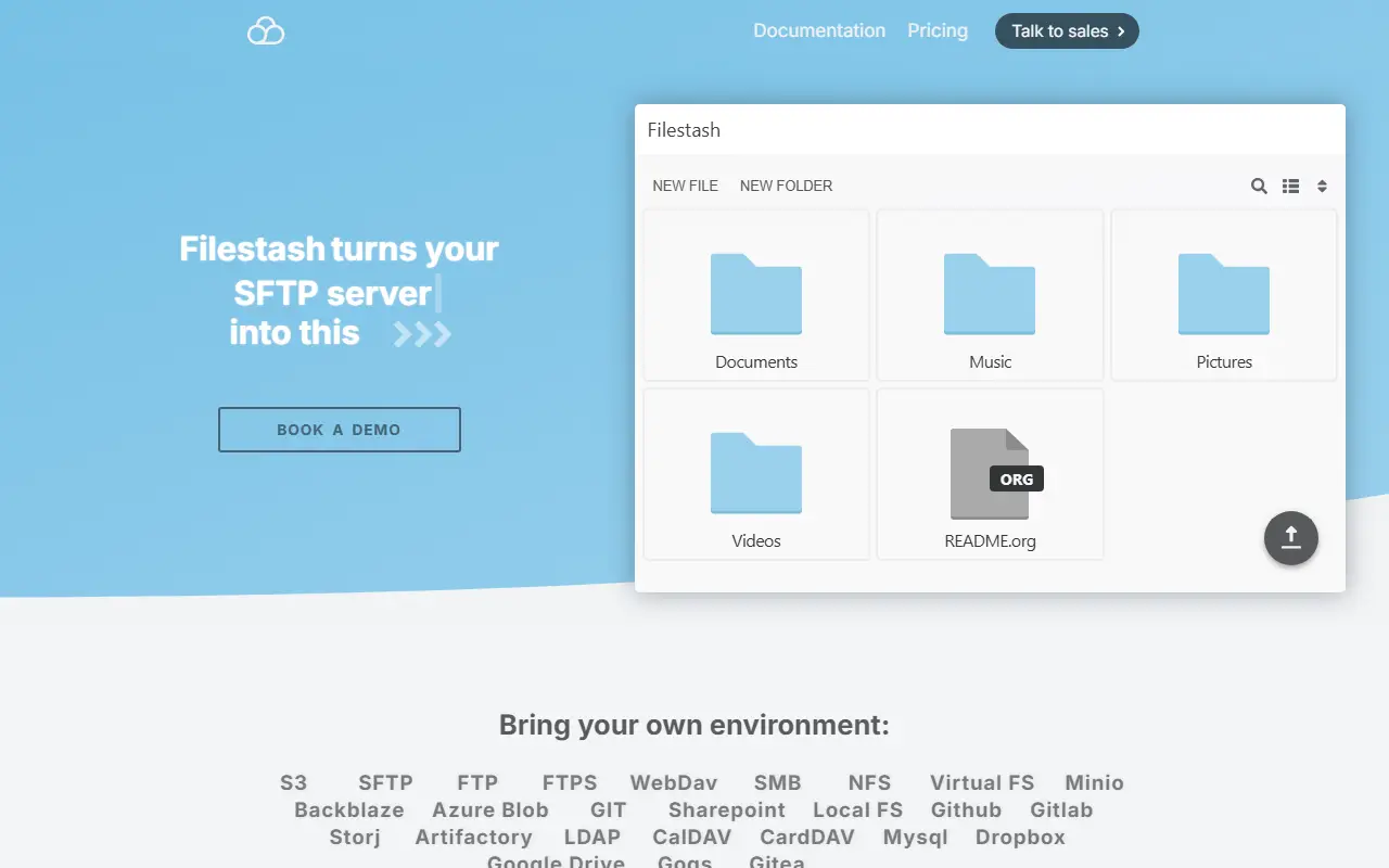 Filestash homepage screenshot