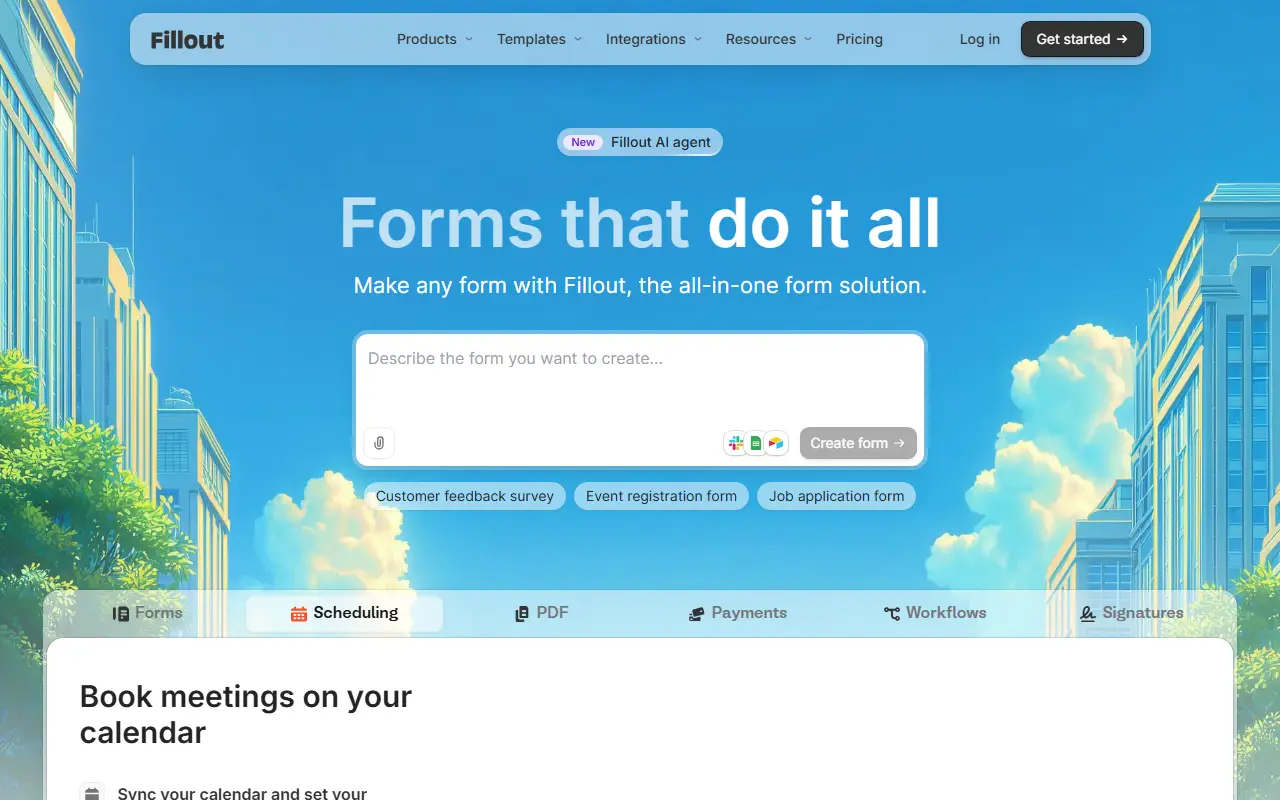 Fillout homepage screenshot