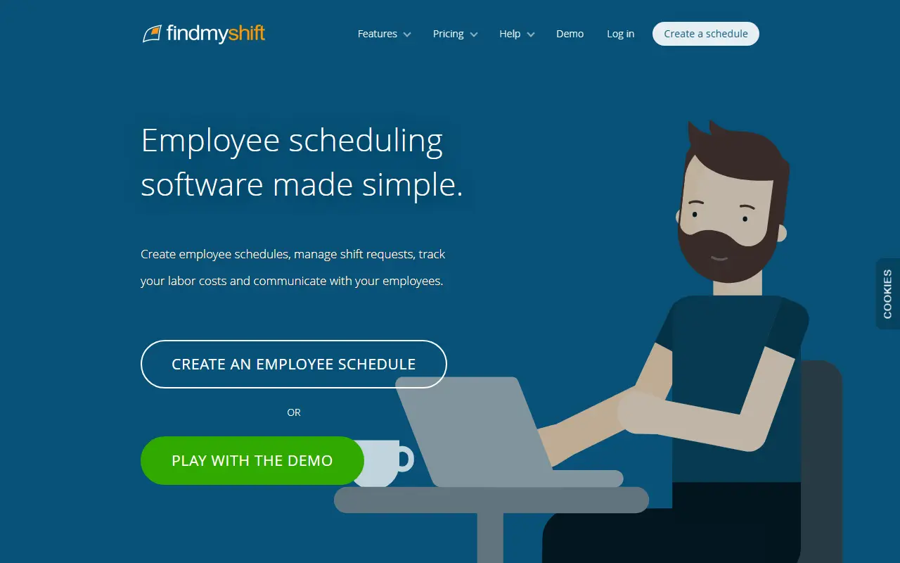 Findmyshift homepage screenshot