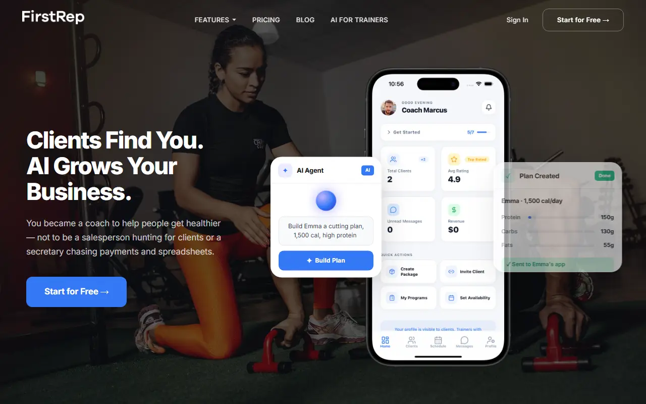FirstRep homepage screenshot