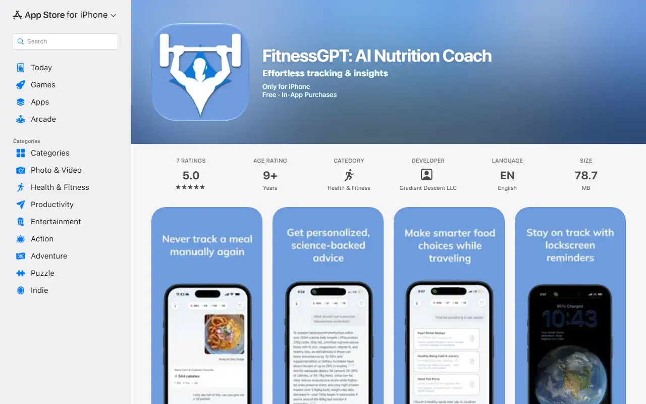 FitnessGPT homepage screenshot