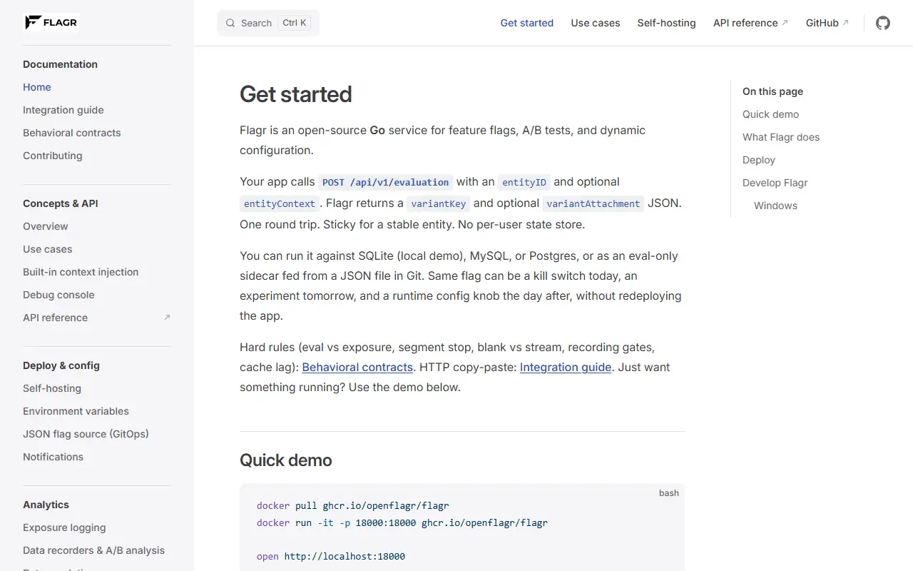 Flagr homepage screenshot