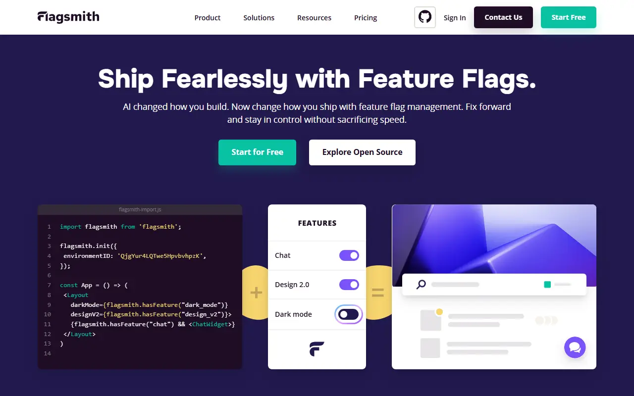 Flagsmith homepage screenshot