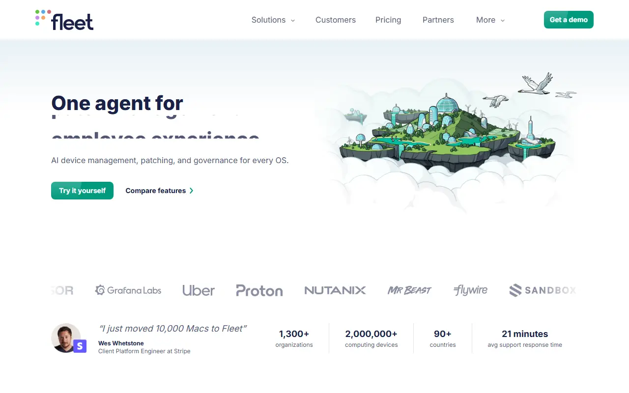Fleet homepage screenshot