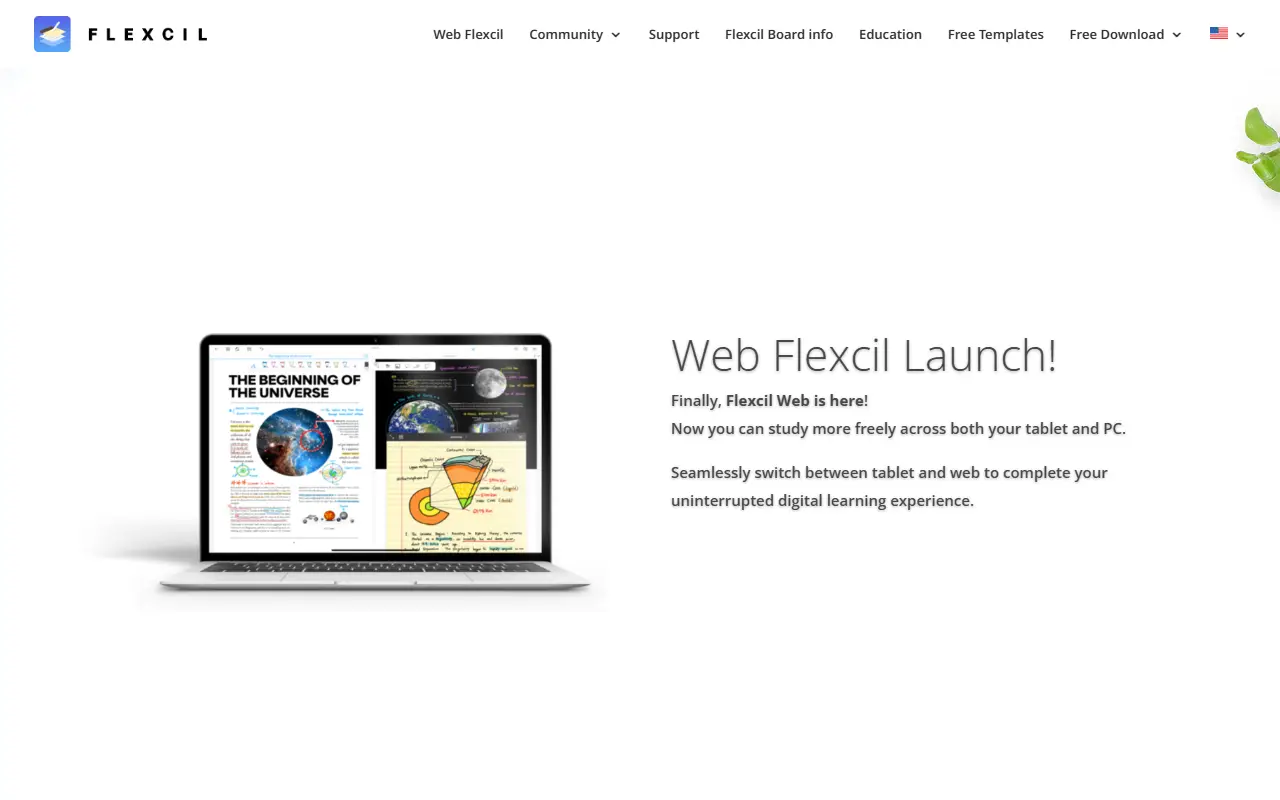 Flexcil homepage screenshot