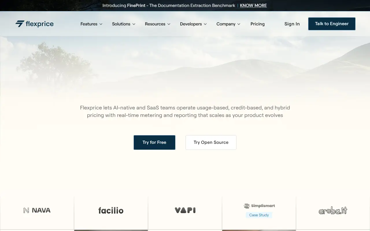 Flexprice homepage screenshot