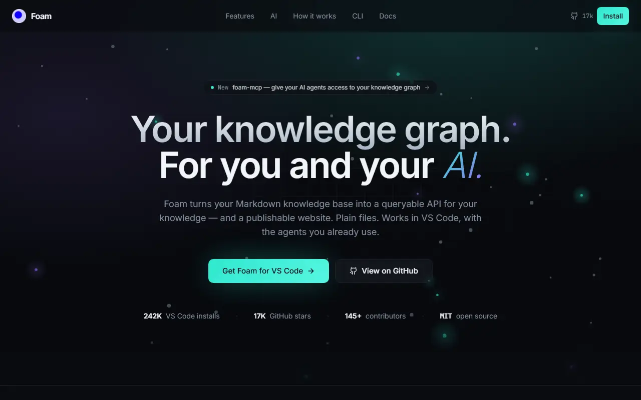 Foam homepage screenshot