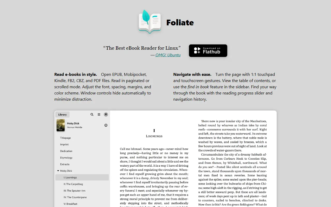 Foliate homepage screenshot