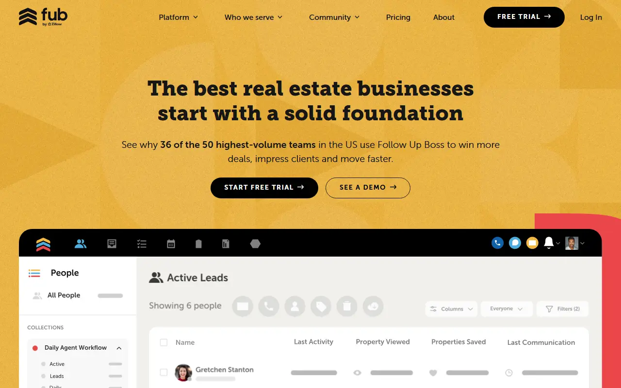Follow Up Boss homepage screenshot