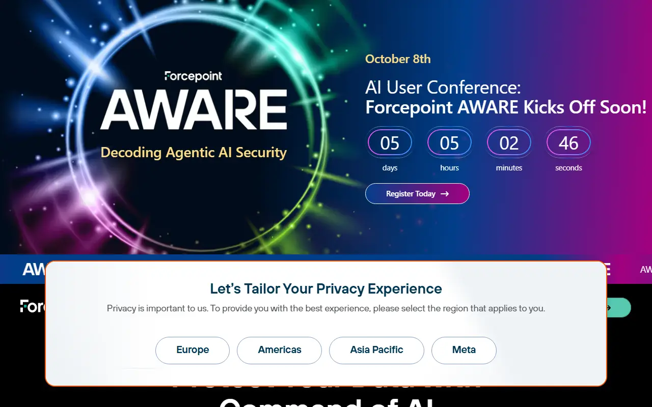 Forcepoint homepage screenshot