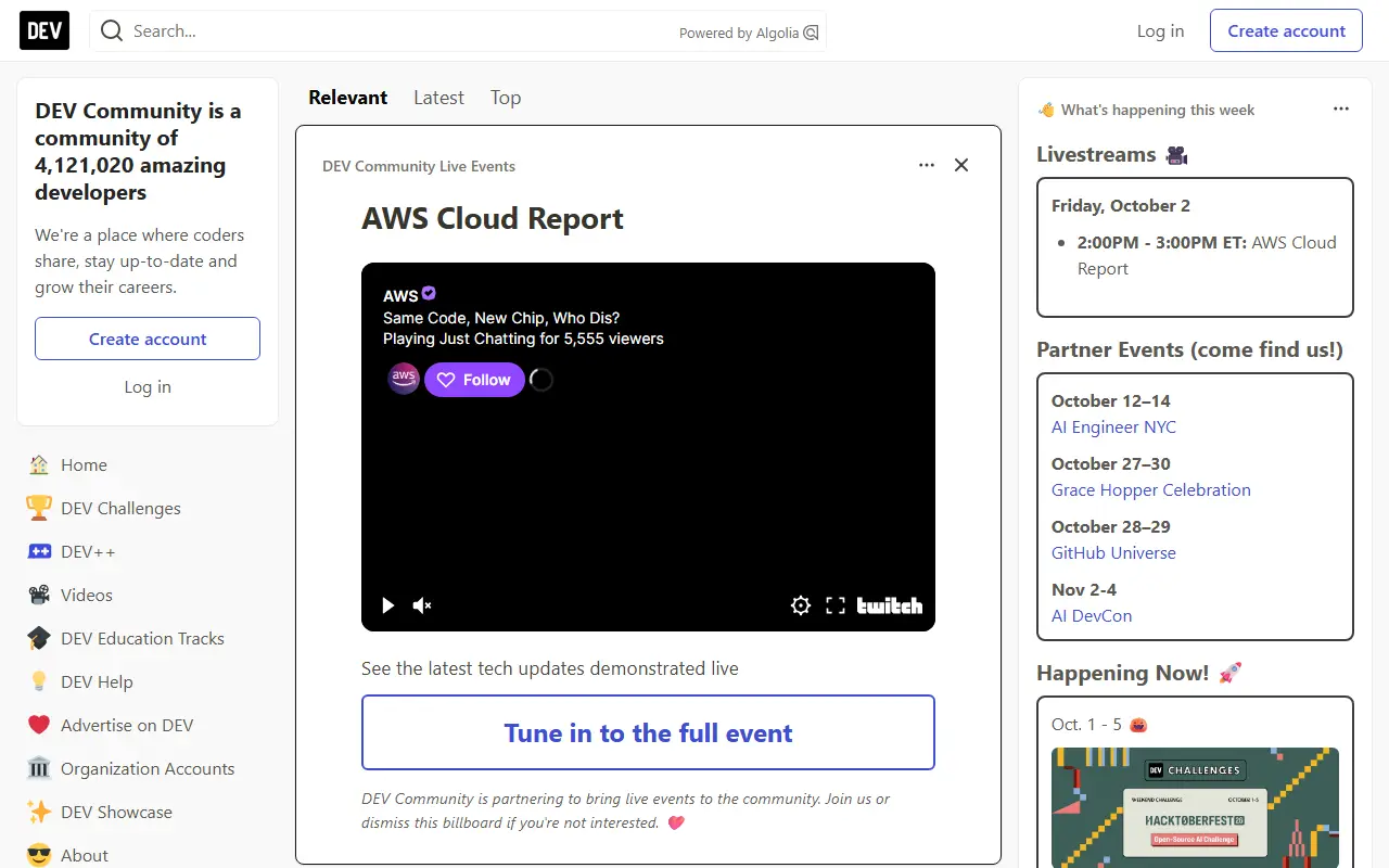 Forem homepage screenshot