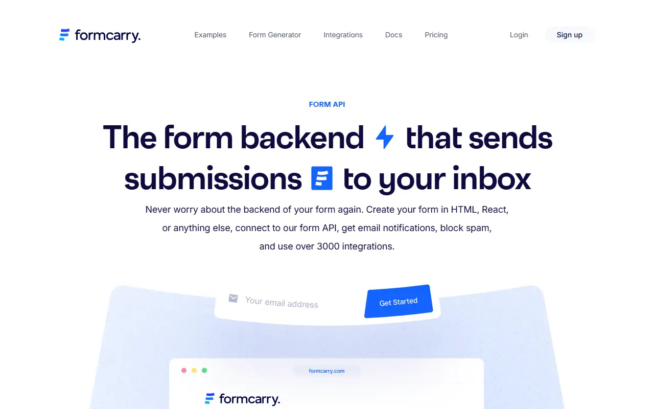 Formcarry homepage screenshot