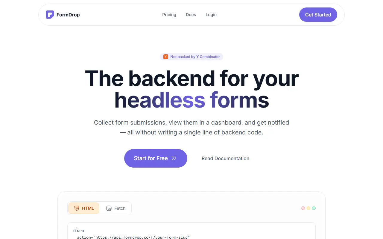 FormDrop homepage screenshot