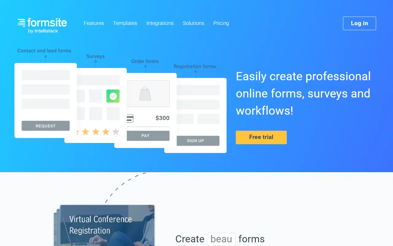 Formsite homepage screenshot