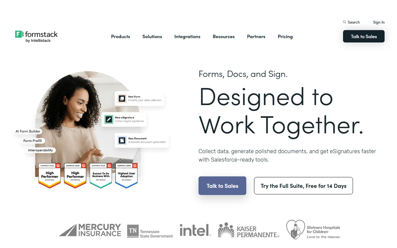 Formstack homepage screenshot