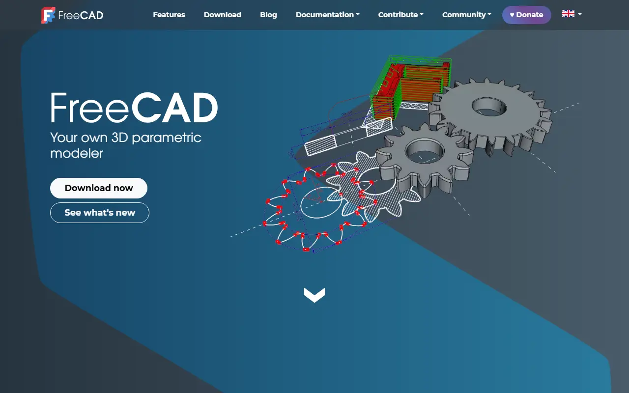 FreeCAD homepage screenshot
